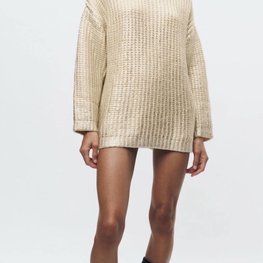 Zara Women Oversized Foil Knit Sweater Size S
